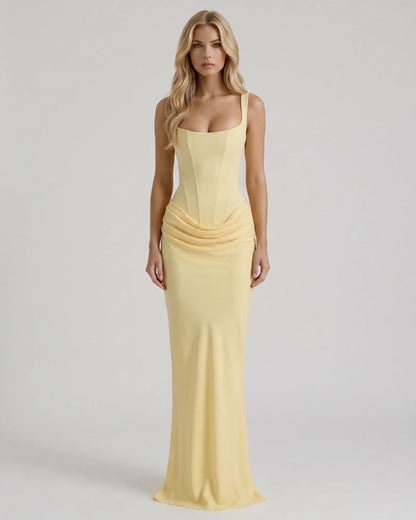 Cerene Corset Maxi Dress - Yellow
