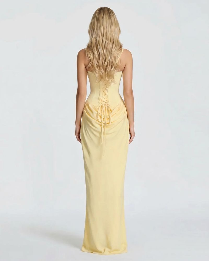 Cerene Corset Maxi Dress - Yellow