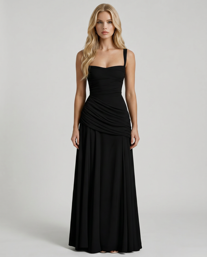 Charlotte Ruched Maxi Dress - Black