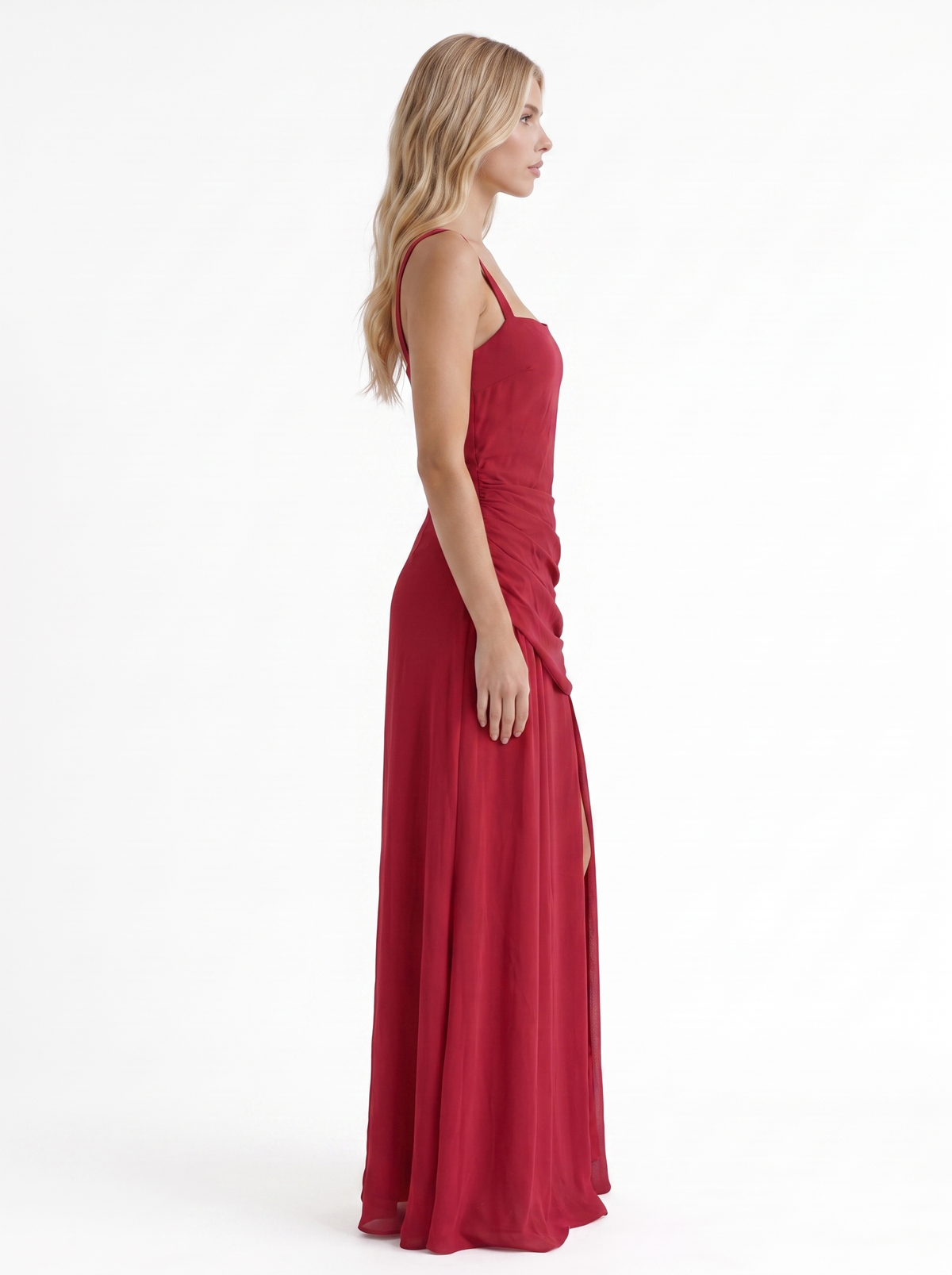 Charlotte Ruched Maxi Dress - Burgundy