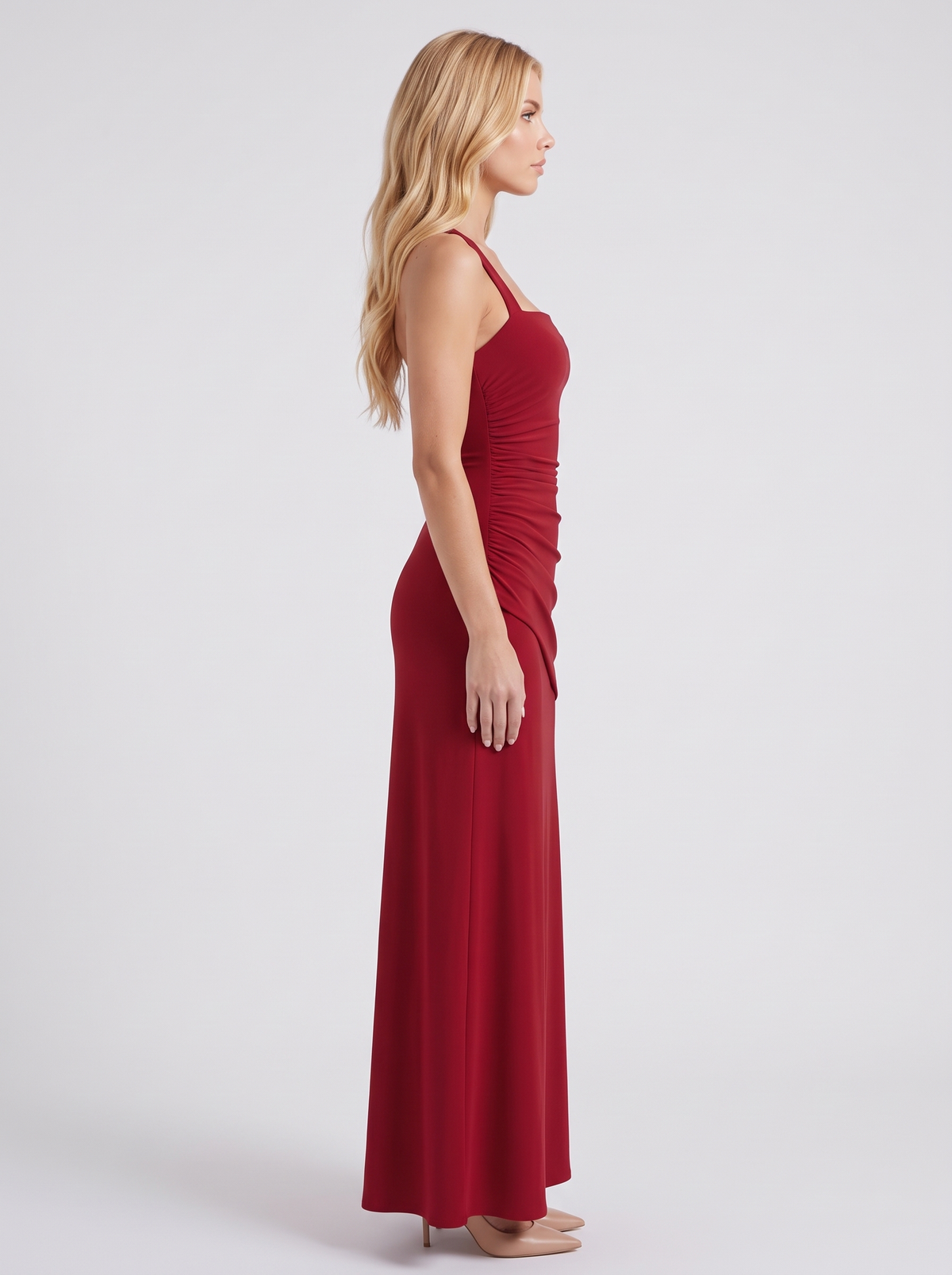 Charlotte Ruched Maxi Dress - Burgundy