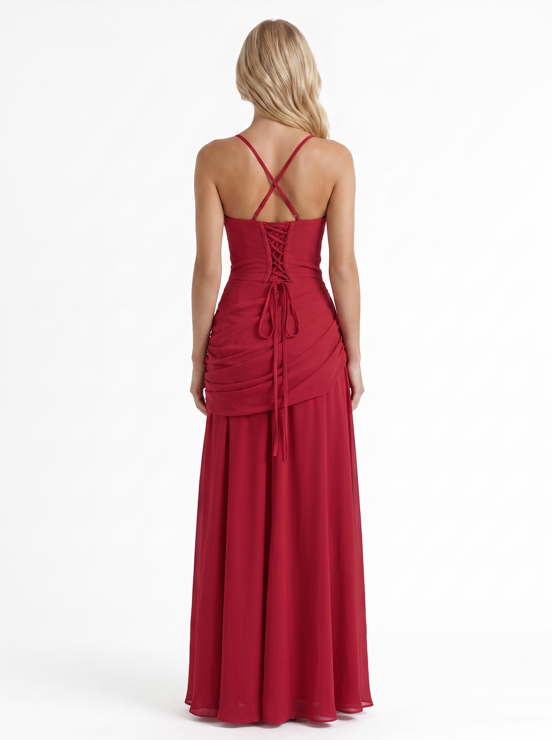 Charlotte Ruched Maxi Dress - Burgundy