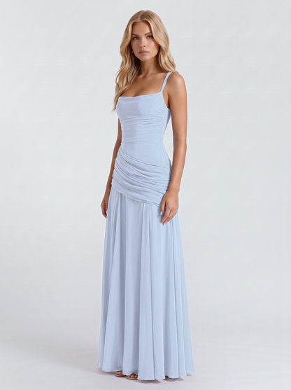 Charlotte Ruched Maxi Dress - Light Blue