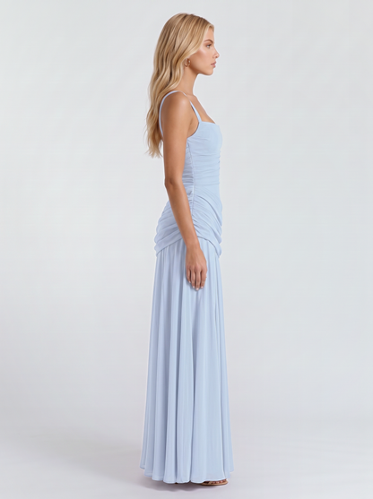 Charlotte Ruched Maxi Dress - Light Blue