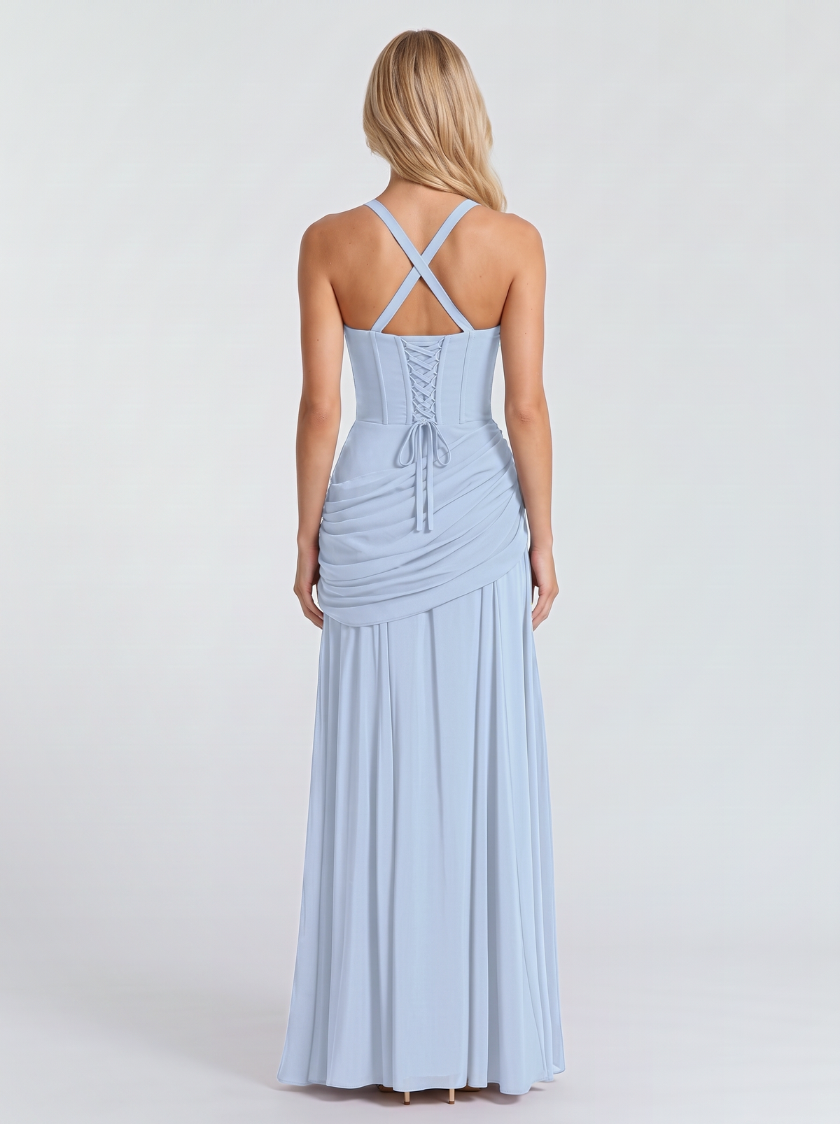 Charlotte Ruched Maxi Dress - Light Blue