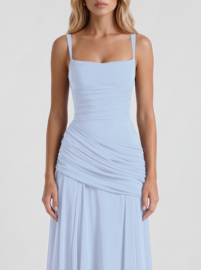 Charlotte Ruched Maxi Dress - Light Blue