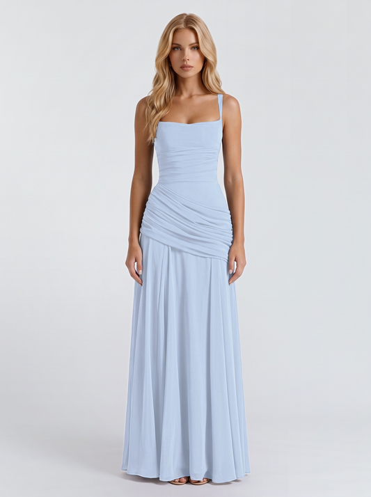 Charlotte Ruched Maxi Dress - Light Blue