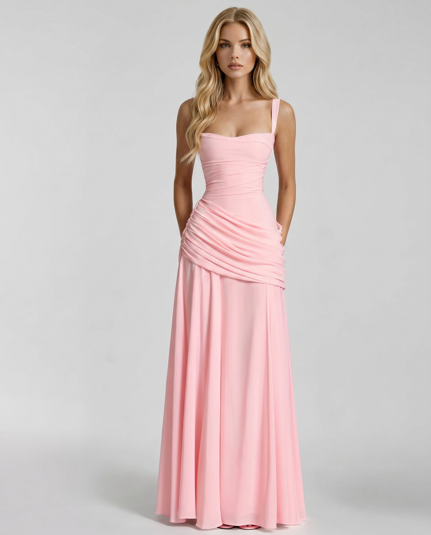 Charlotte Ruched Maxi Dress - Pink