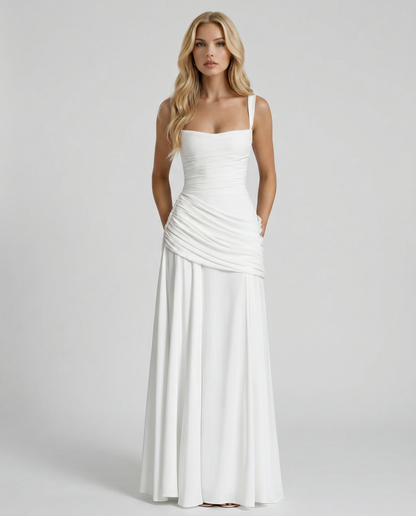 Charlotte Ruched Maxi Dress - White