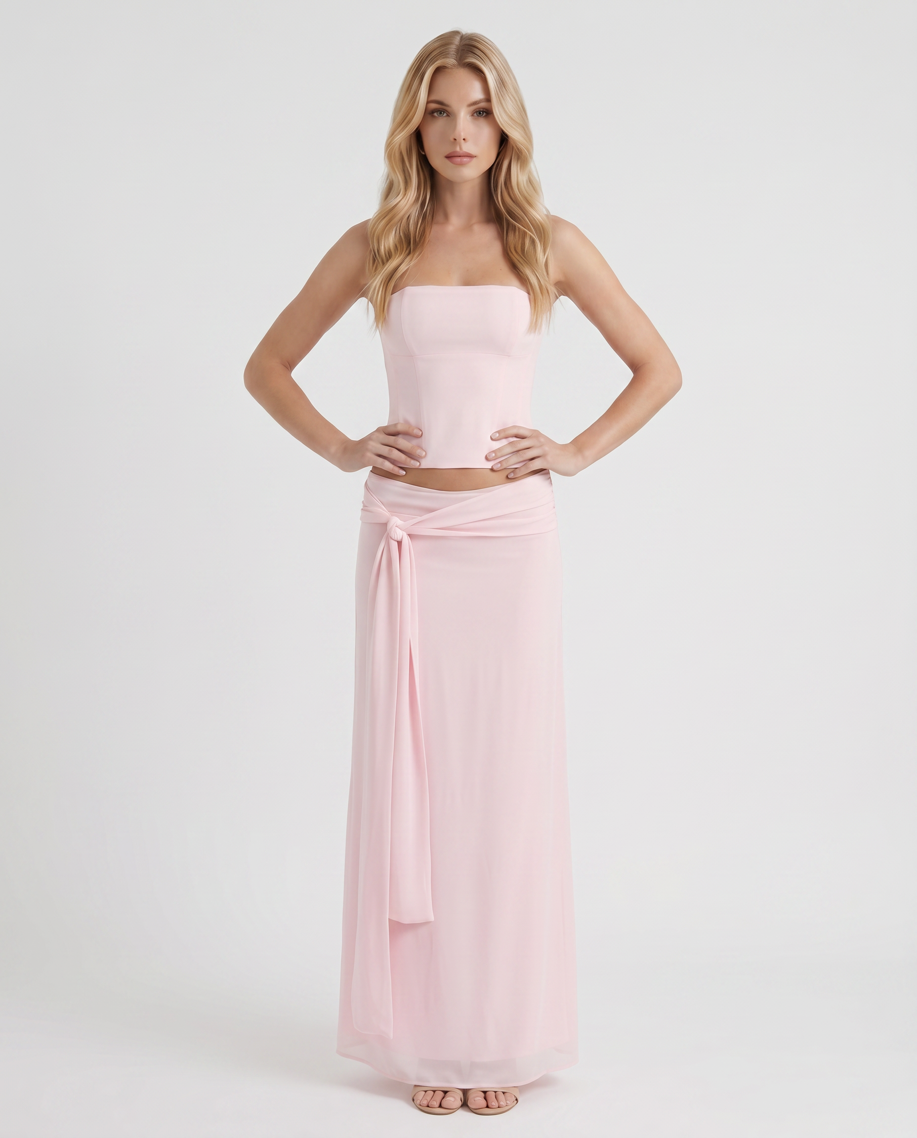 Charlotte Wrap Skirt Set - Blush