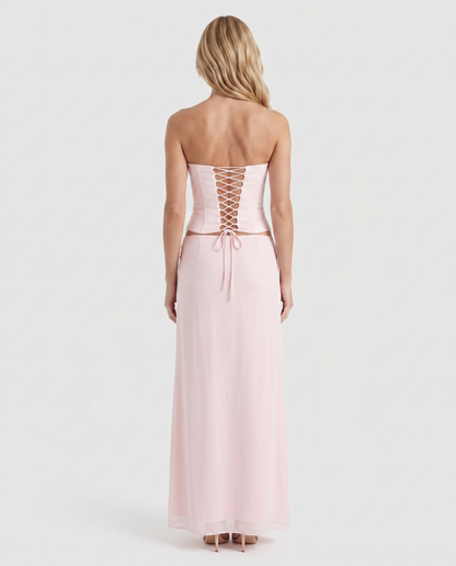 Charlotte Wrap Skirt Set - Blush