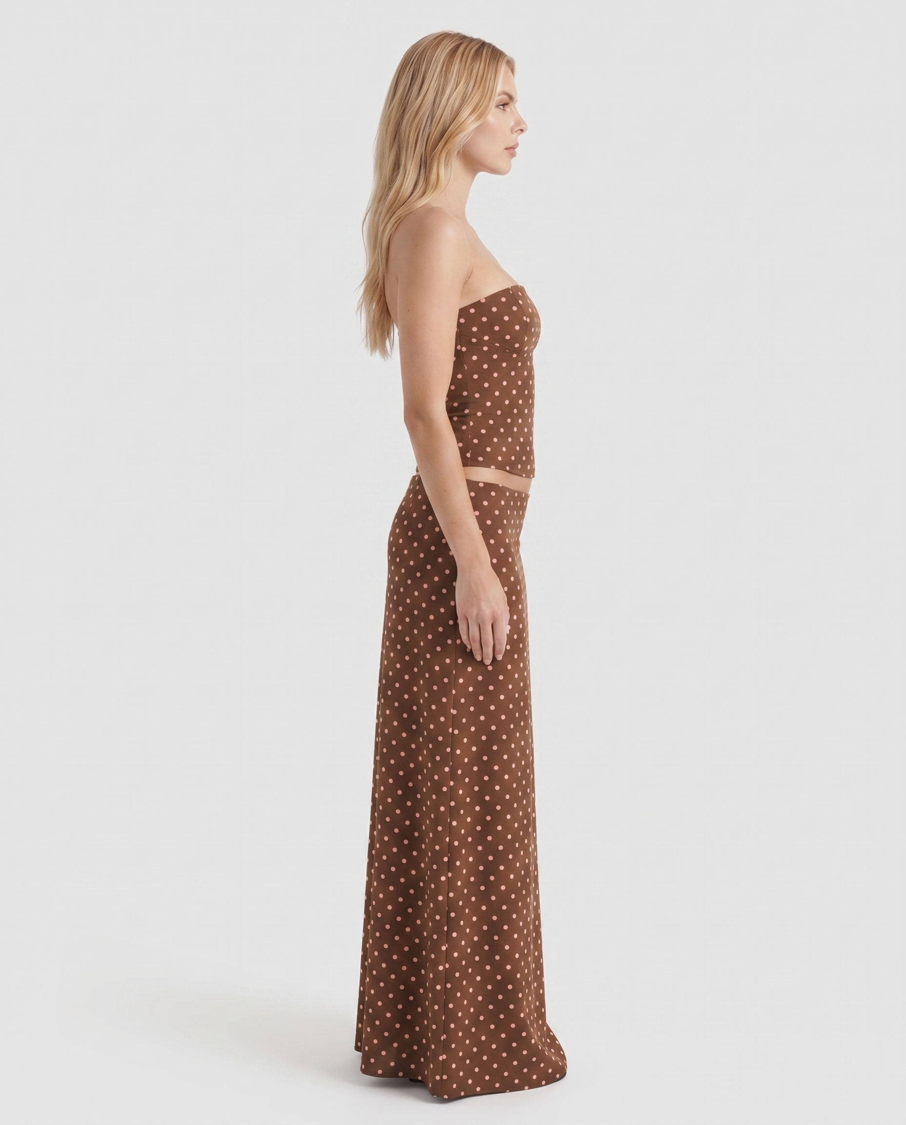 Charlotte Wrap Skirt Set - Cocoa Polka Dot