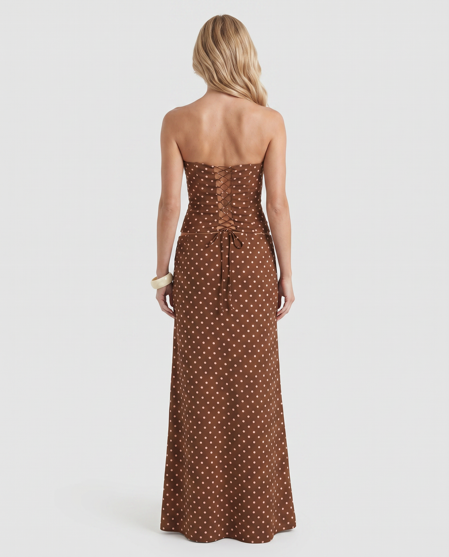 Charlotte Wrap Skirt Set - Cocoa Polka Dot