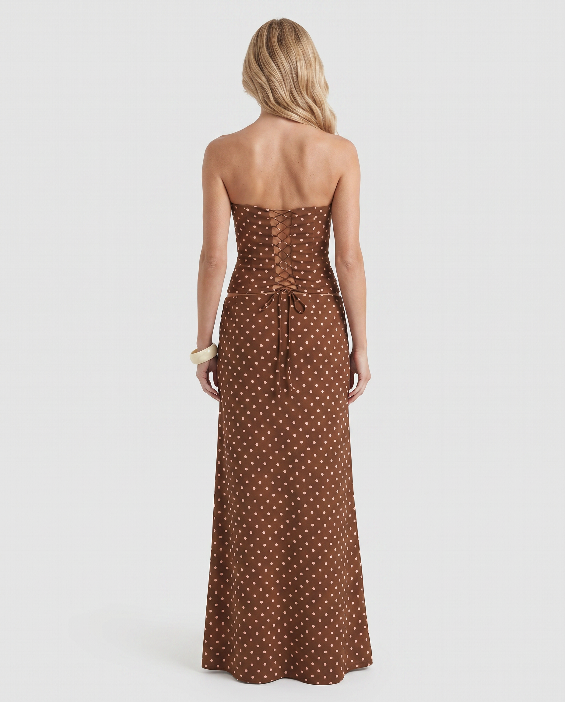 Charlotte Wrap Skirt Set - Cocoa Polka Dot