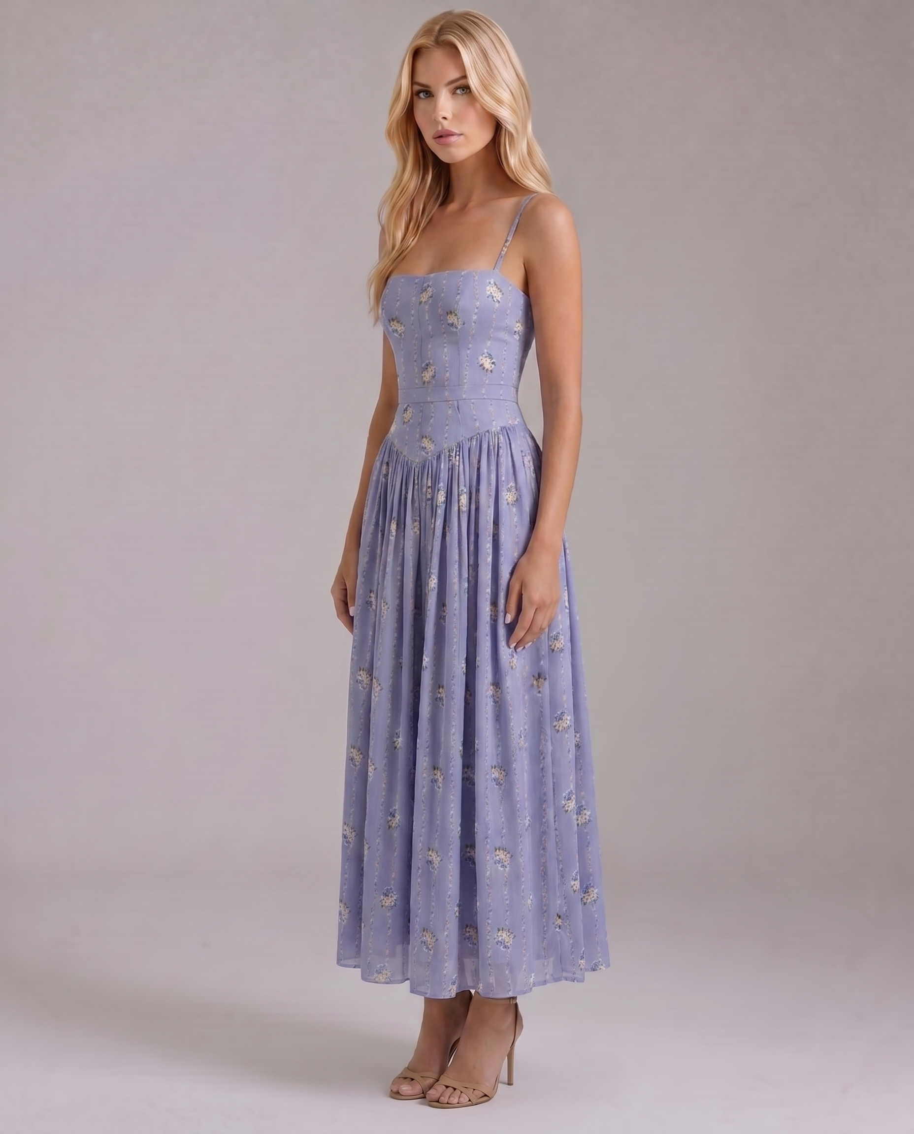 Cielle Floral Midi Dress - Daisies Print