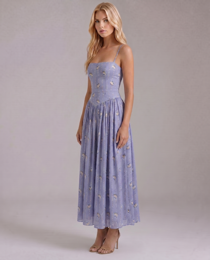 Cielle Floral Midi Dress - Daisies Print