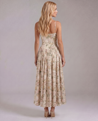 Cielle Floral Midi Dress - Rose Garden