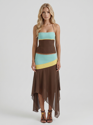 Cleo Skirt Set - Mocha & Mint