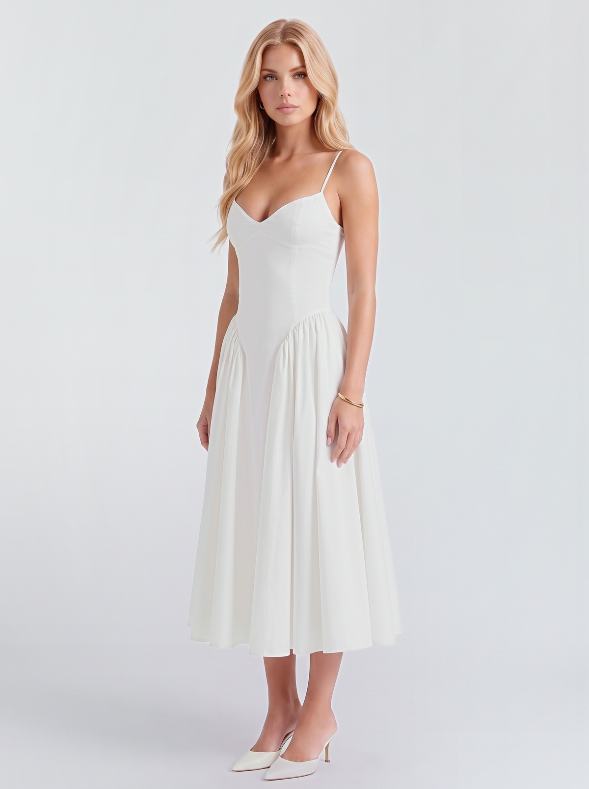 Constance Corset Midi Dress - Ivory