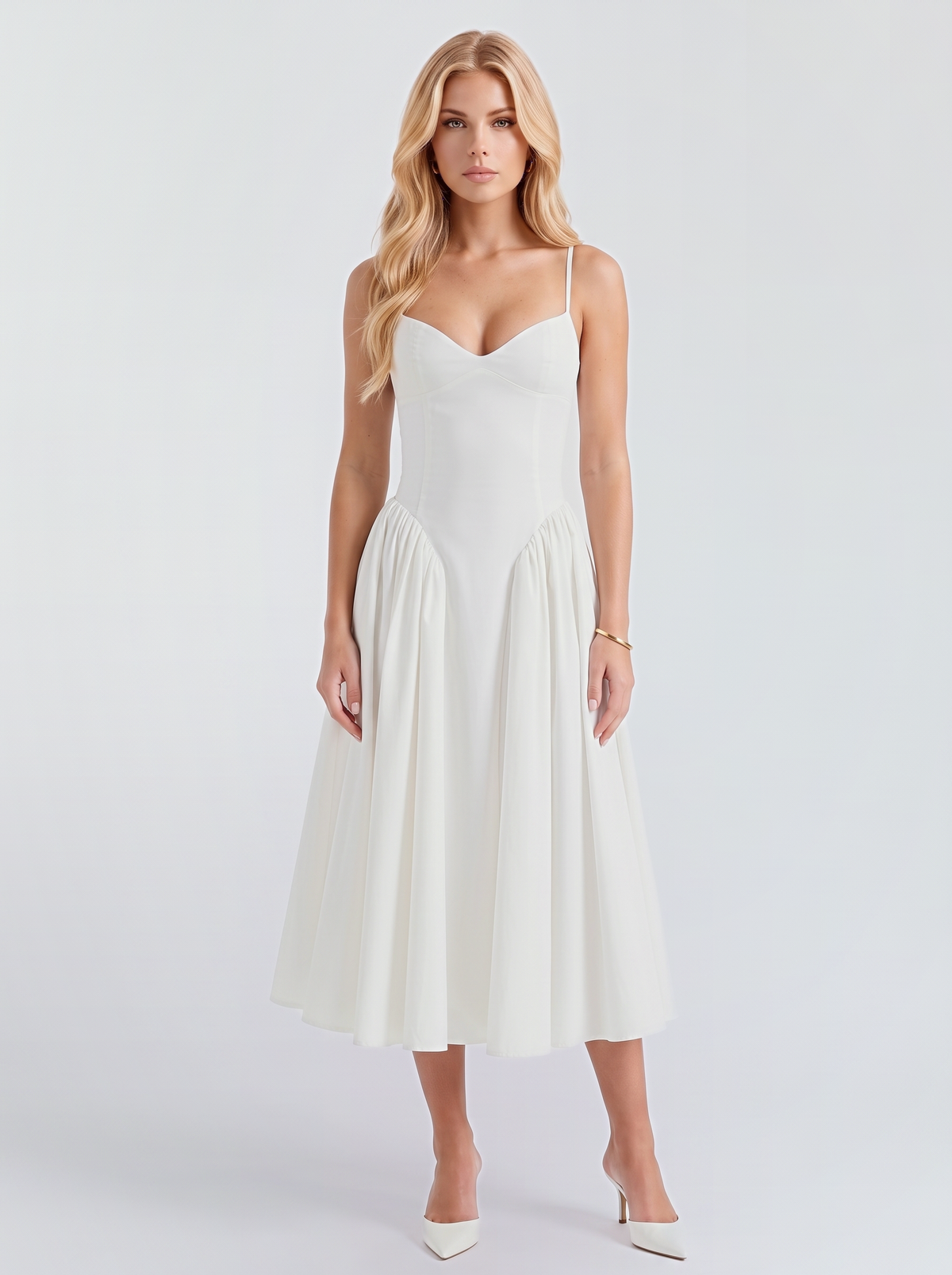 Constance Corset Midi Dress - Ivory