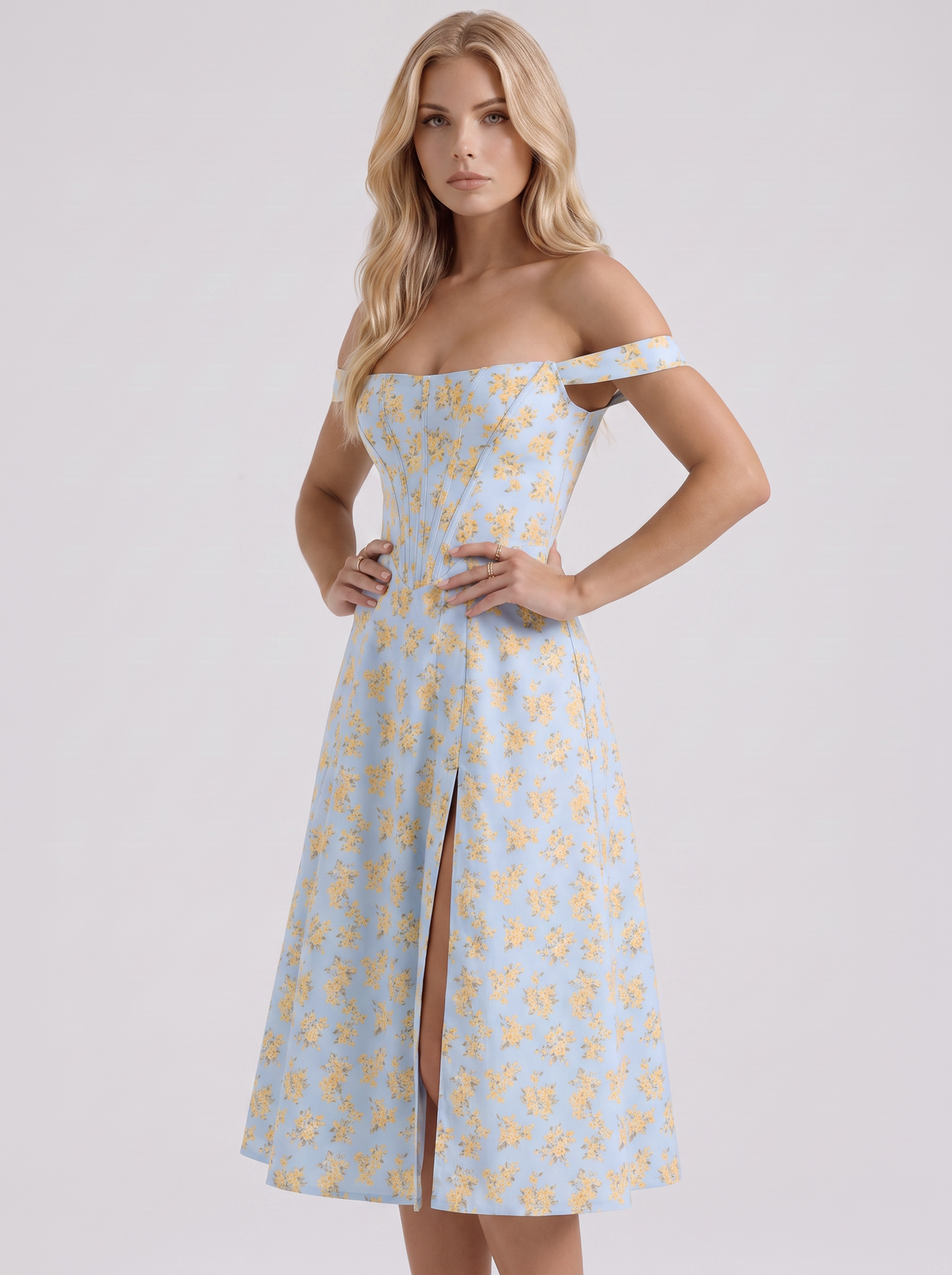 Cosette Floral Midi Dress - Blue