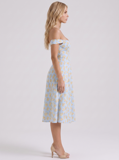 Cosette Floral Midi Dress - Blue