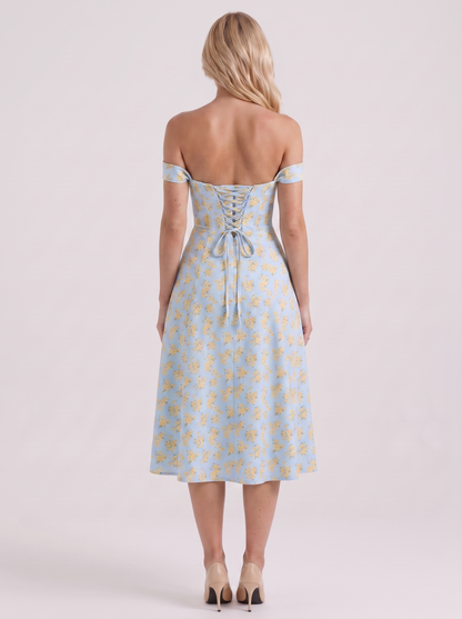 Cosette Floral Midi Dress - Blue