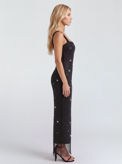 Cressida Crystal Maxi Dress - Black