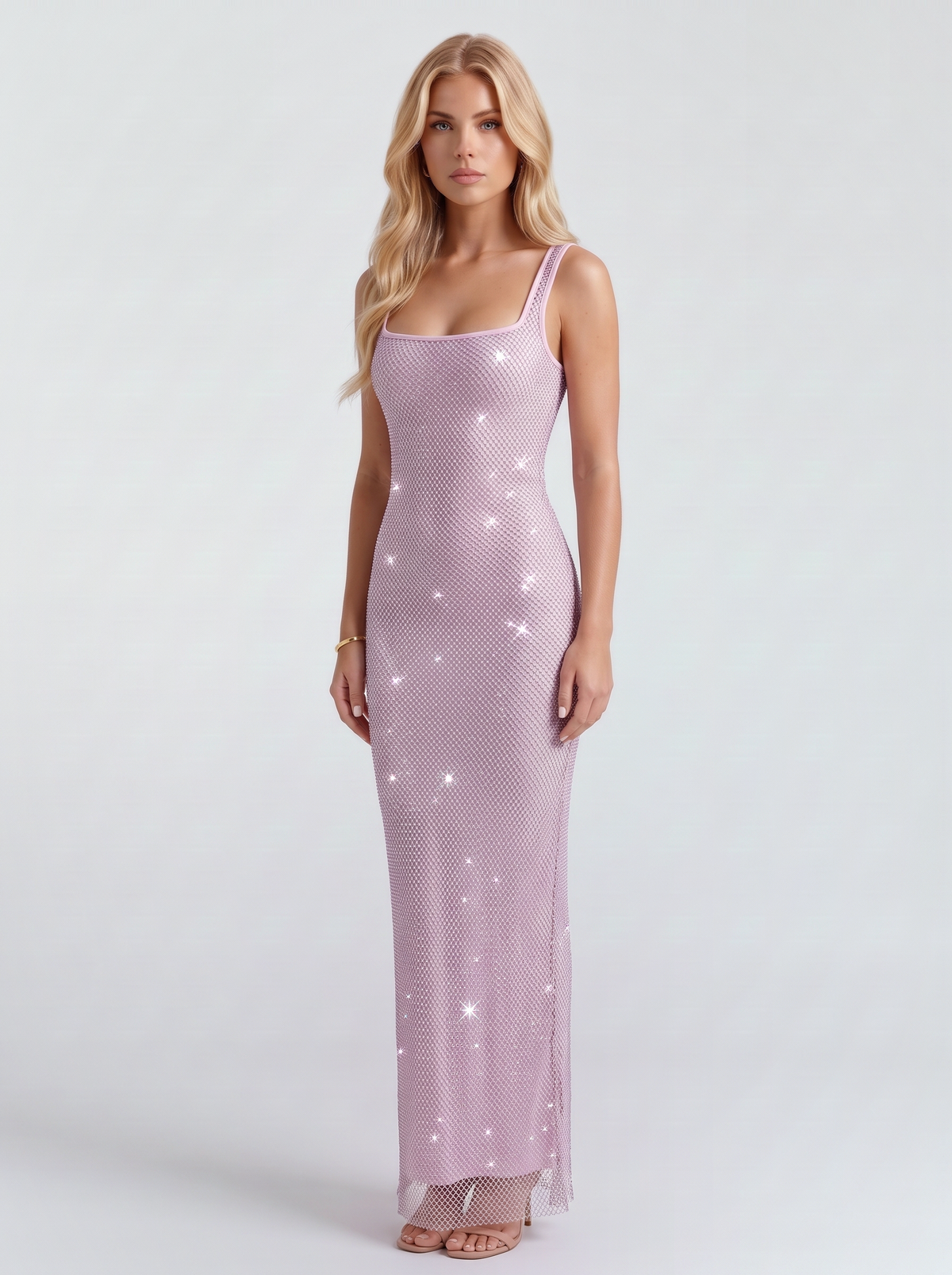 Cressida Crystal Maxi Dress - Dusty Pink