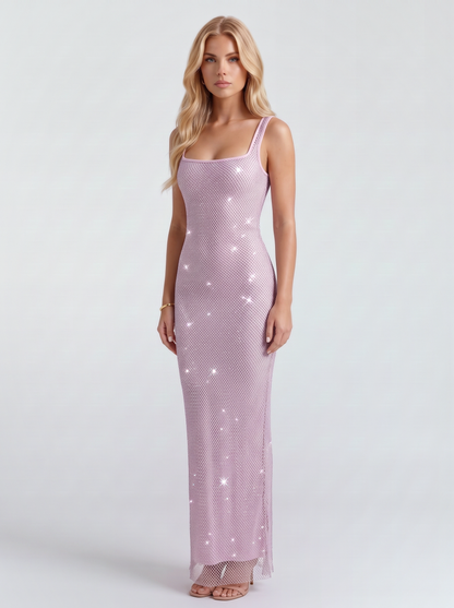 Cressida Crystal Maxi Dress - Dusty Pink