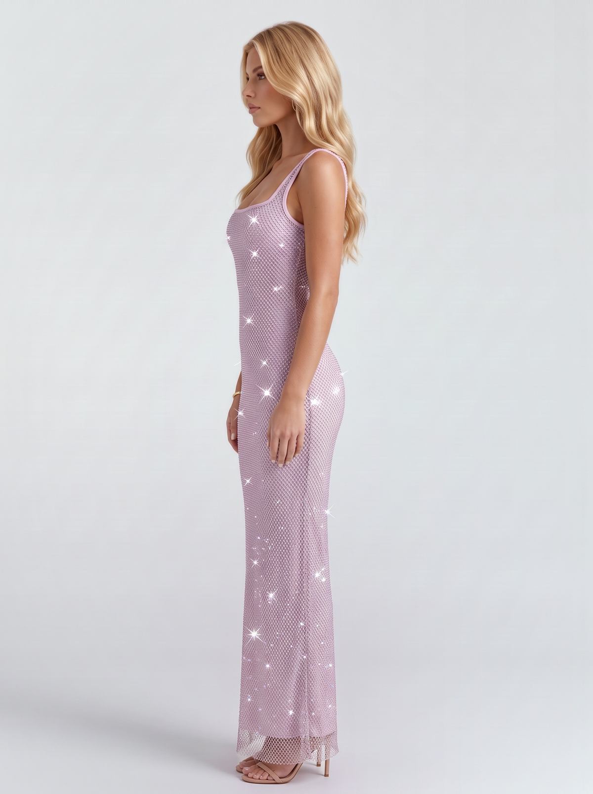 Cressida Crystal Maxi Dress - Dusty Pink