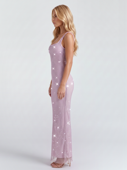 Cressida Crystal Maxi Dress - Dusty Pink