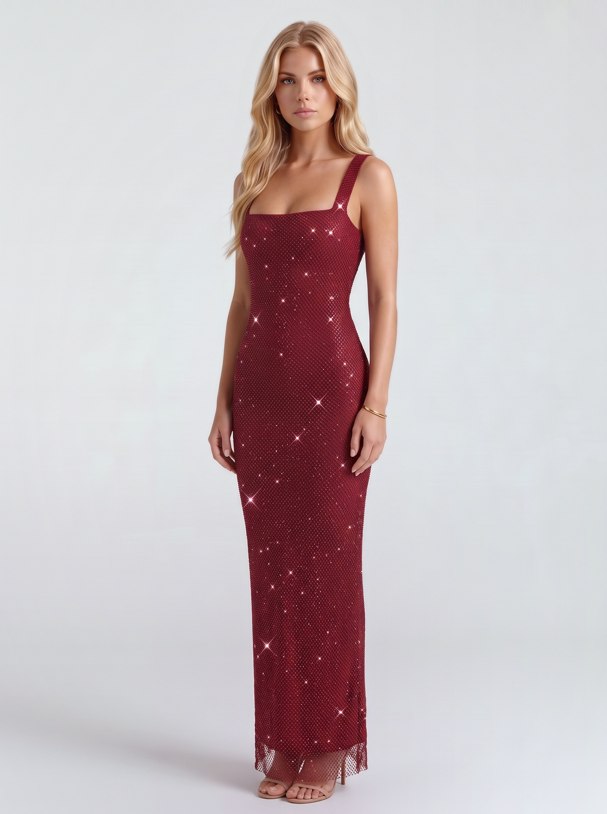 Cressida Crystal Maxi Dress - Red