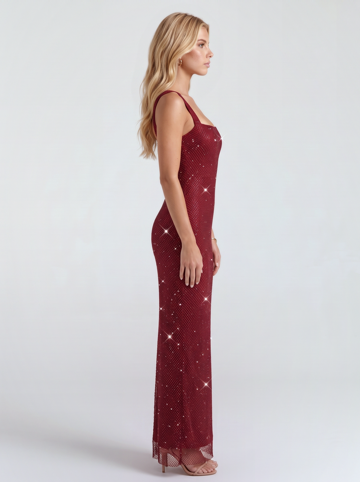 Cressida Crystal Maxi Dress - Red