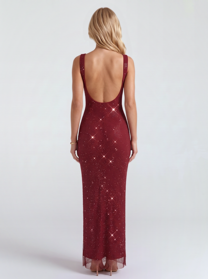 Cressida Crystal Maxi Dress - Red