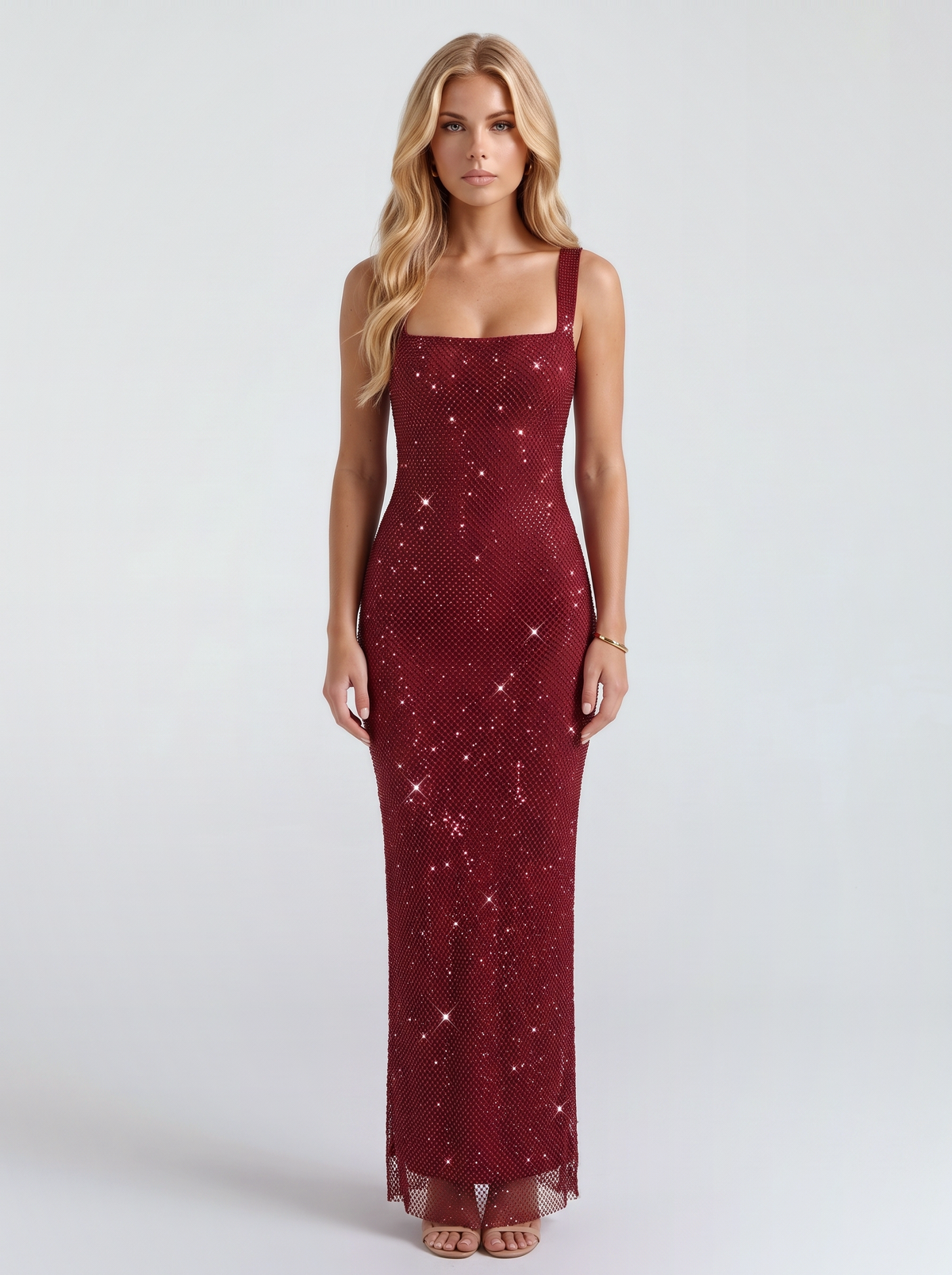 Cressida Crystal Maxi Dress - Red