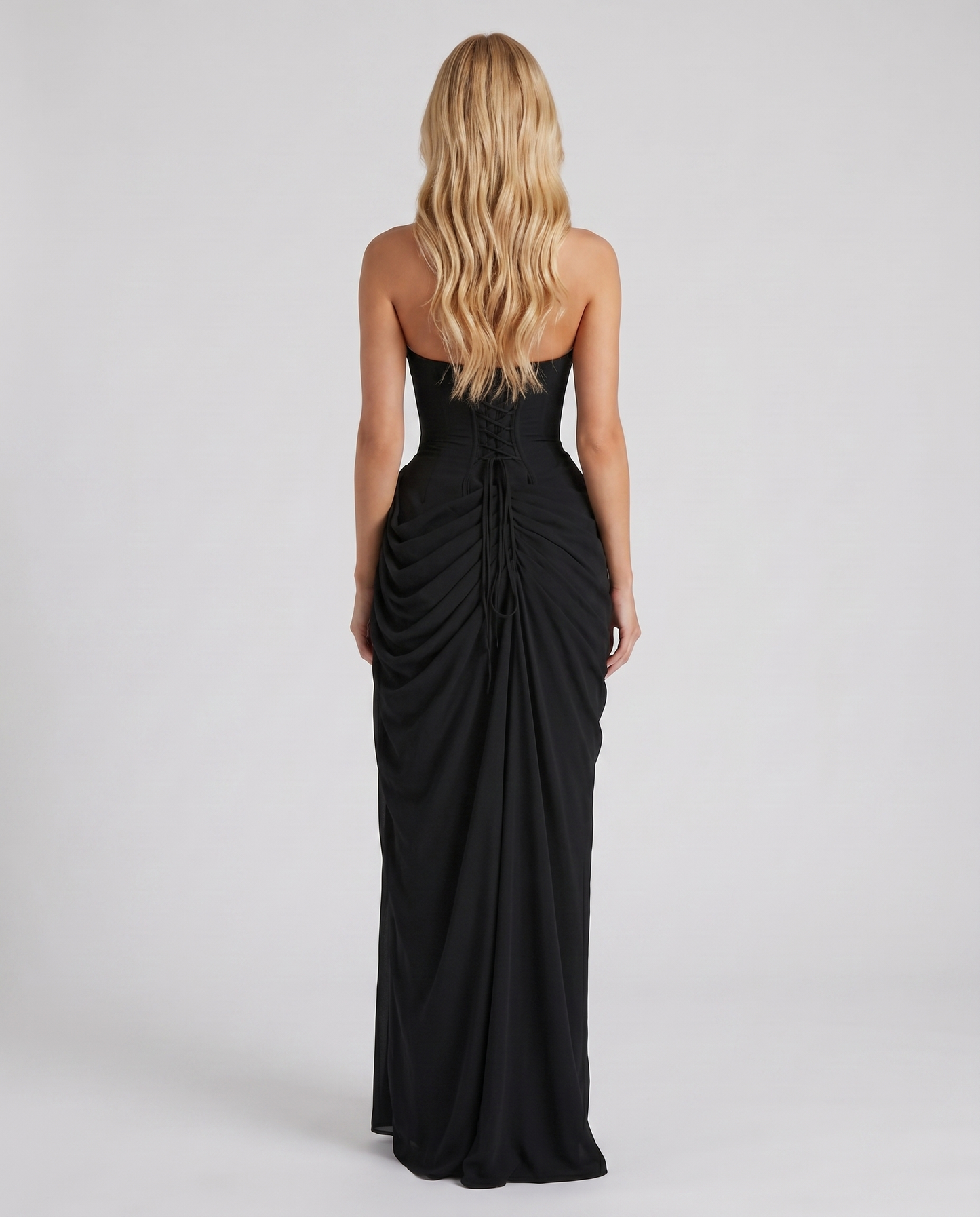 Cyrana Ruched Maxi Dress - Black