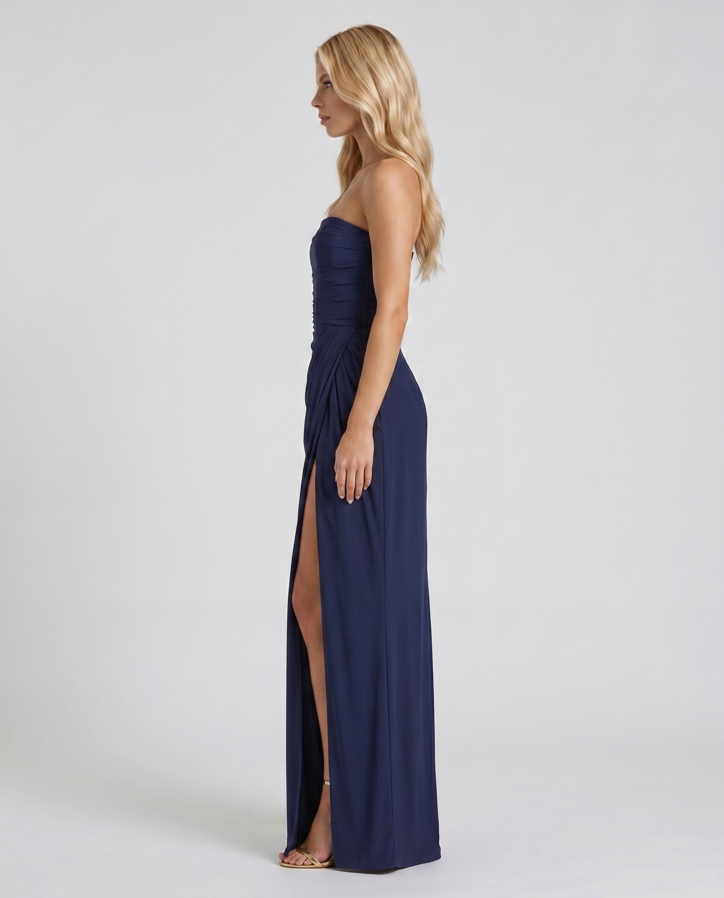 Cyrana Ruched Maxi Dress - Navy