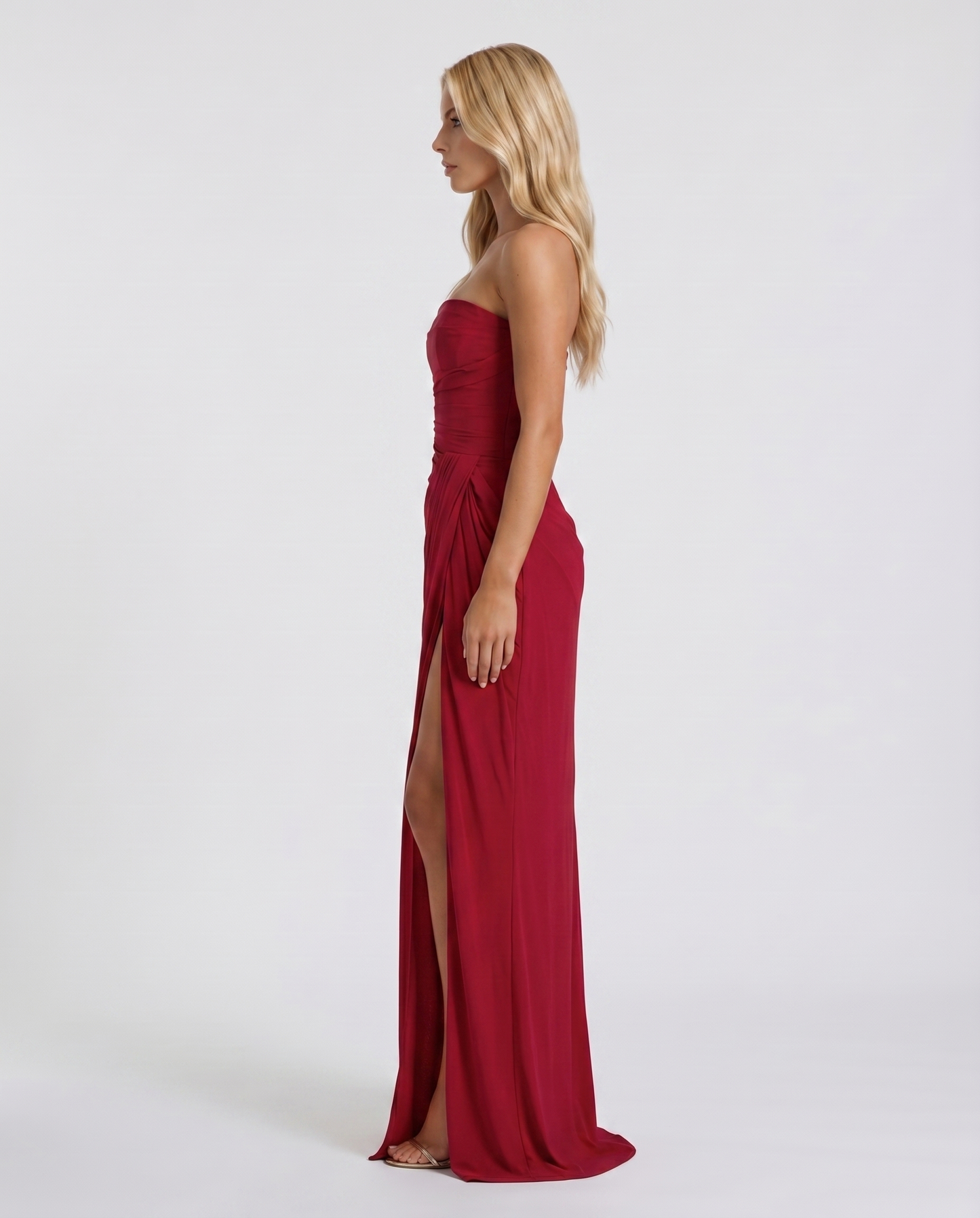 Cyrana Ruched Maxi Dress - Red