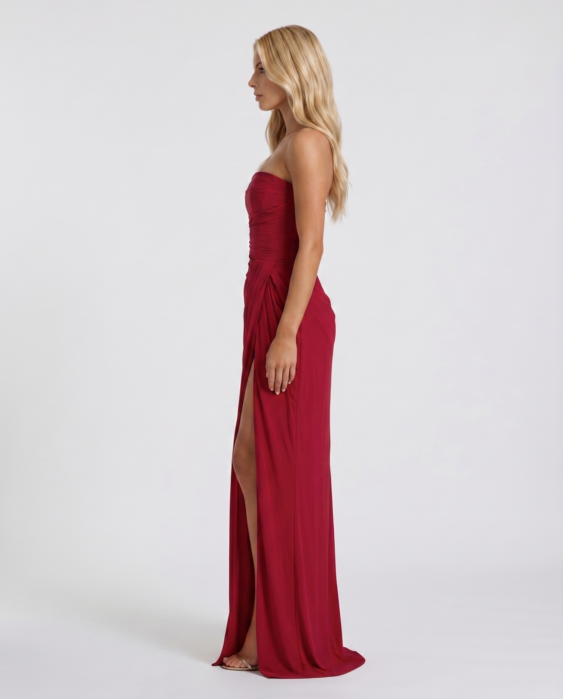 Cyrana Ruched Maxi Dress - Red