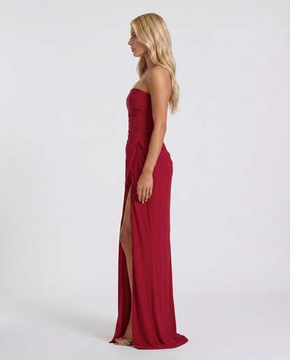Cyrana Ruched Maxi Dress - Red