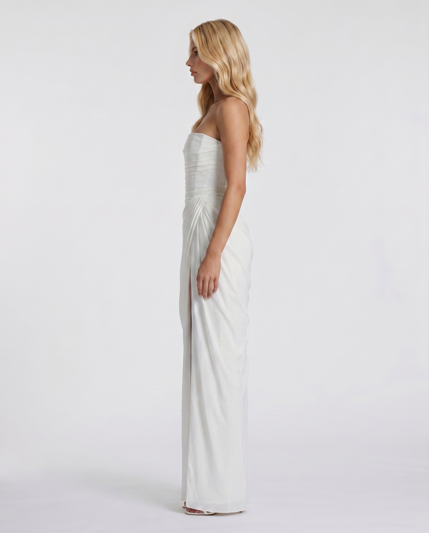 Cyrana Ruched Maxi Dress - White