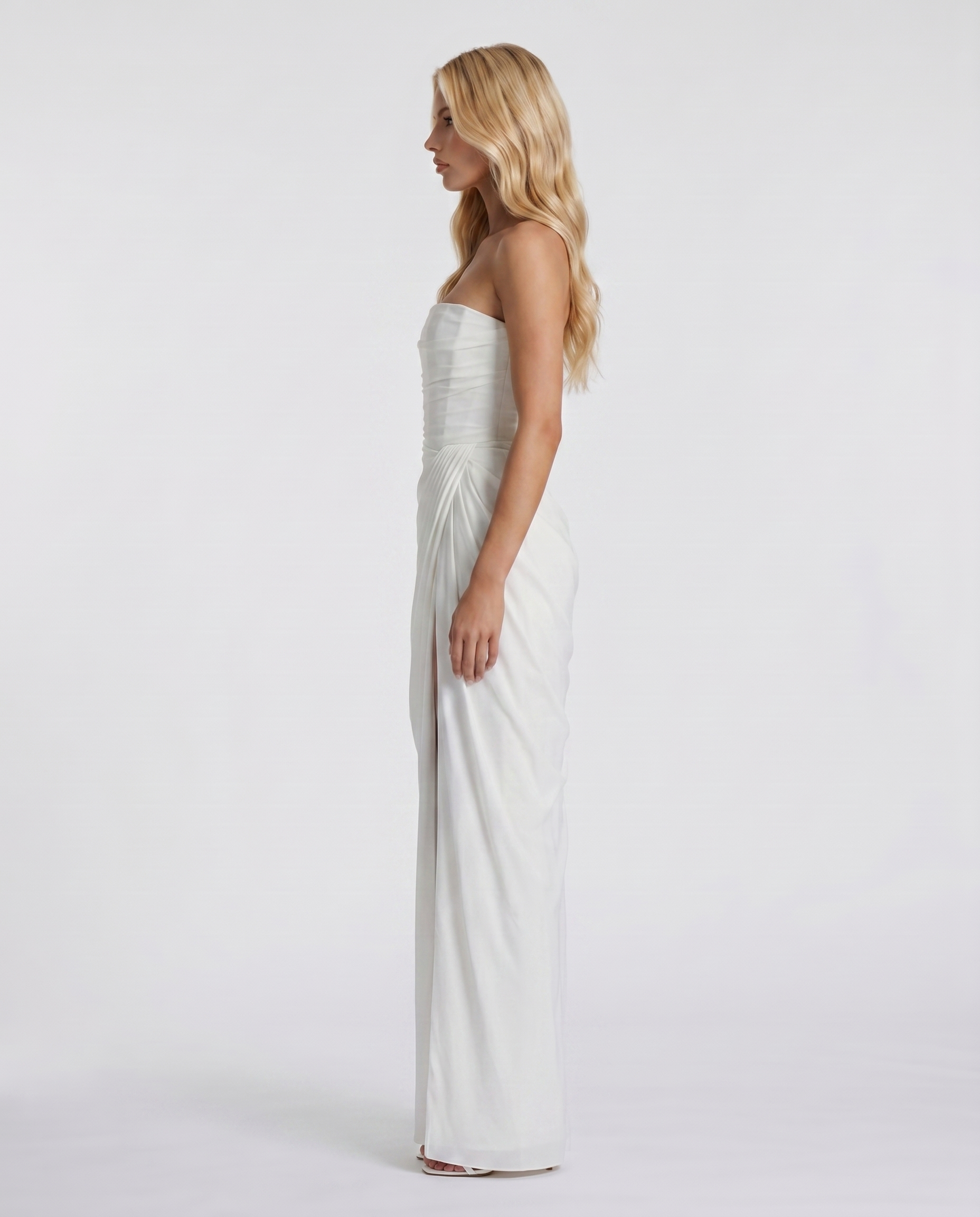 Cyrana Ruched Maxi Dress - White