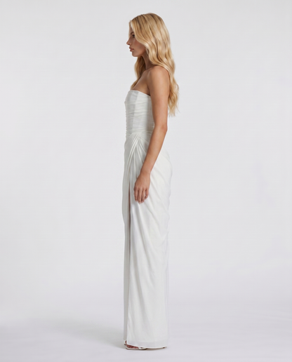 Cyrana Ruched Maxi Dress - White