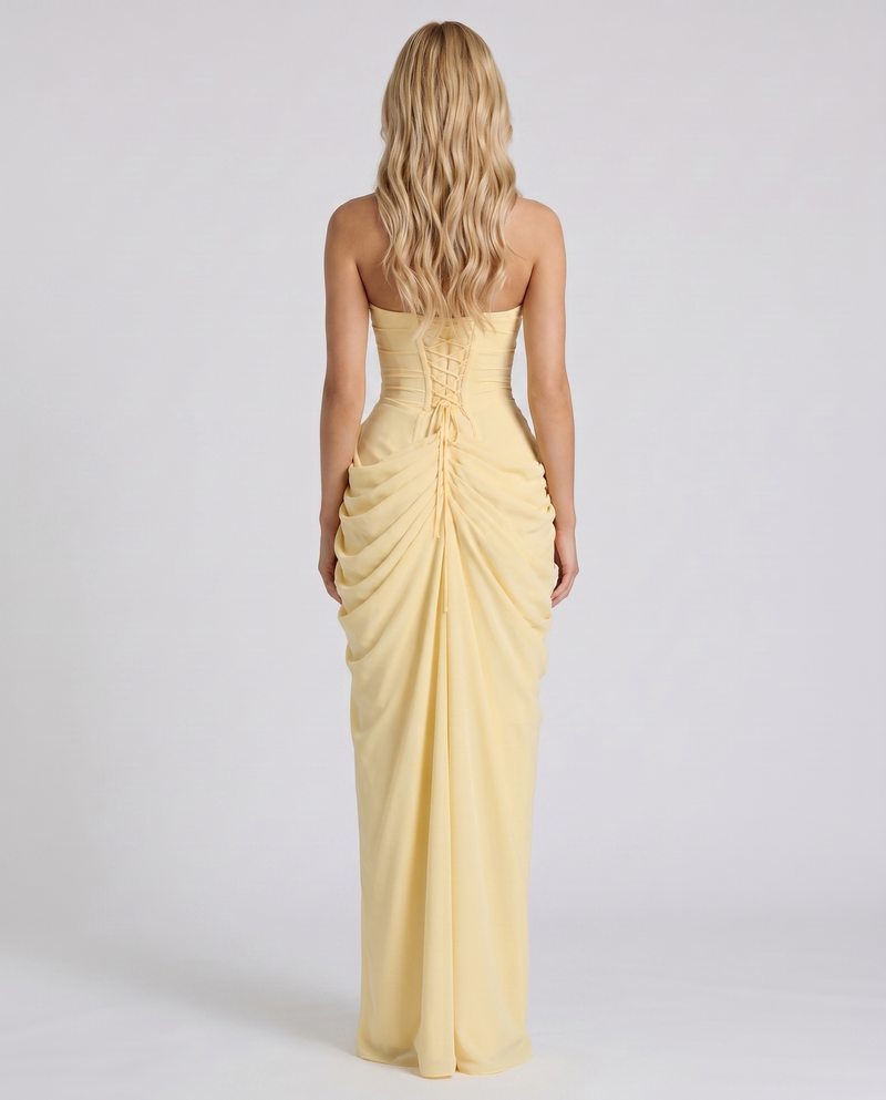 Cyrana Ruched Maxi Dress - Yellow