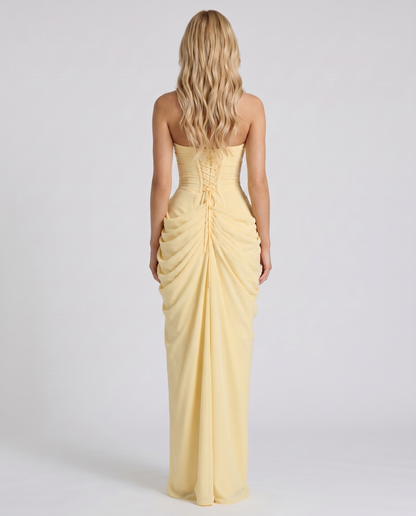 Cyrana Ruched Maxi Dress - Yellow