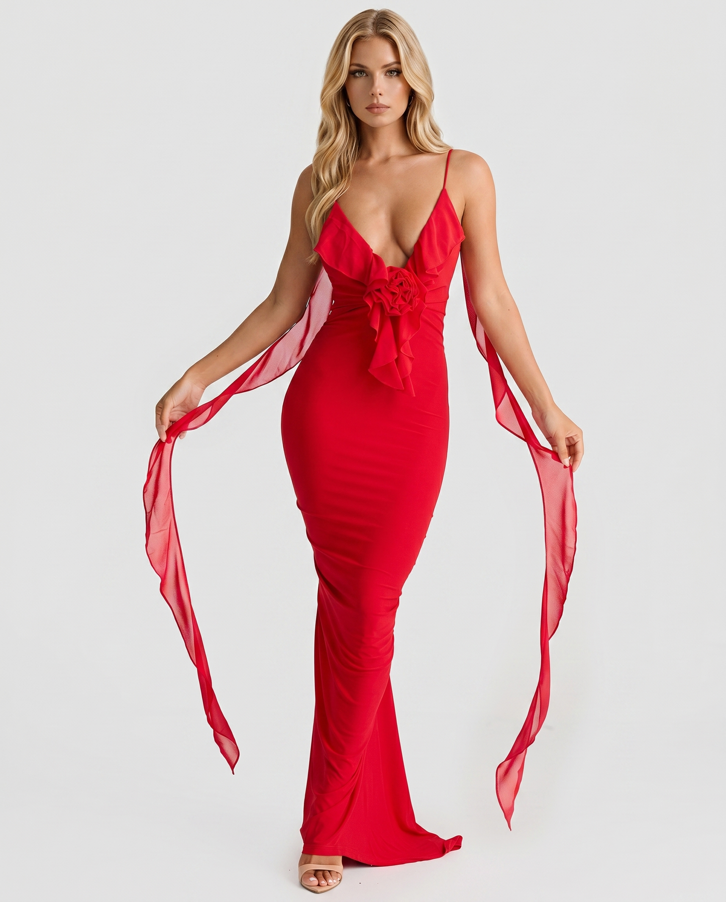Daniela Slip Maxi Dress - Red