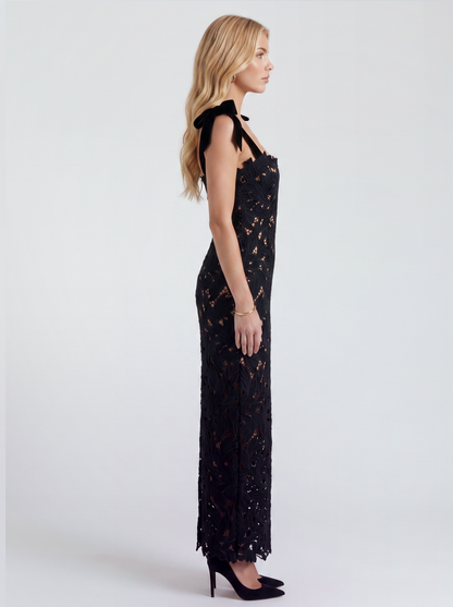 Daphne Lace Maxi Dress - Black
