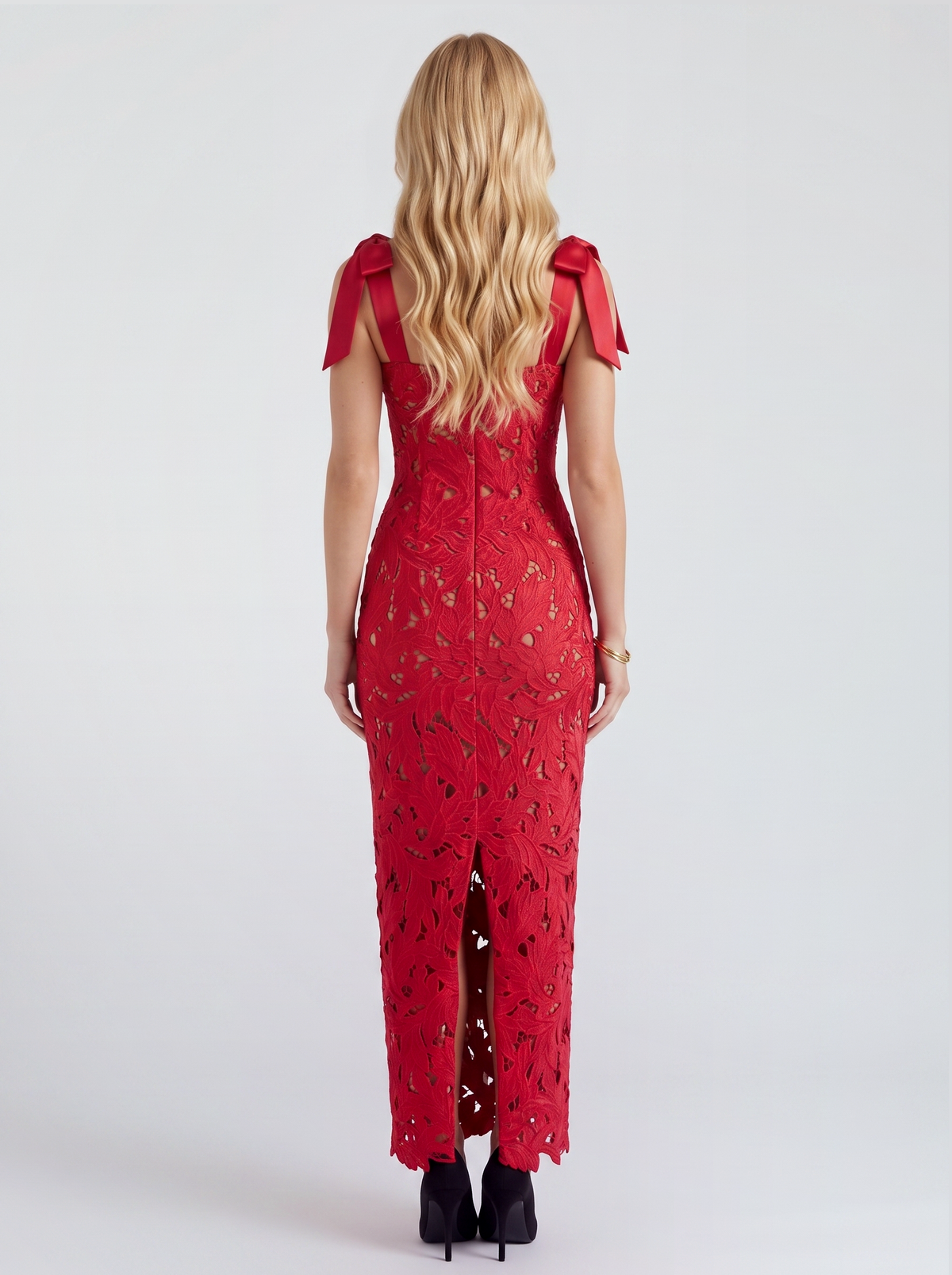 Daphne Lace Maxi Dress - Red