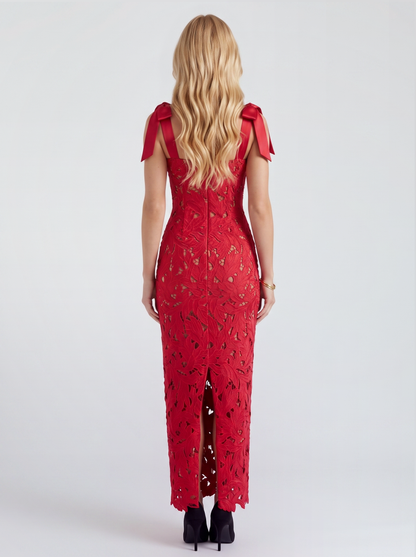 Daphne Lace Maxi Dress - Red